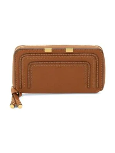 Chloé Marcie Zip-around Leather Wallet In Tan