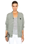 Comme Des Garçons Play Wool Black Heart Emblem Cardigan In Light Gray