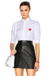 Comme Des Garçons Play Cotton Button Down With Red Emblem In White