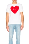 Comme Des Garçons Big Heart Graphic Tee In White