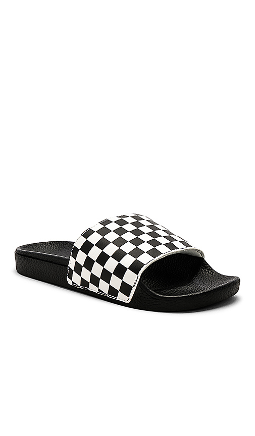 black vans slide on