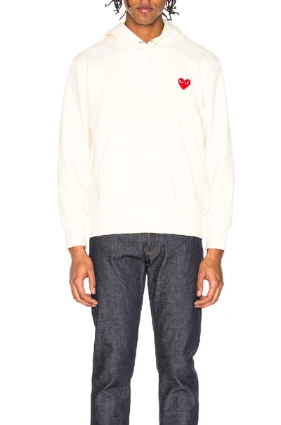 Comme Des Garçons Play Zip Poly Hoodie With Red Emblem In Nude & Neutrals