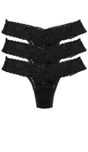 Hanky Panky 3 Pack Signature Lace Low Rise Thong In Black