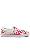 Vans Og Classic Canvas Slip-ons Lx In Racing Red & White