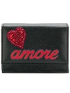 DOLCE & GABBANA SMALL FOLDED WALLET WITH AMORE APPLIQUÉ,BI1048AU28212758418