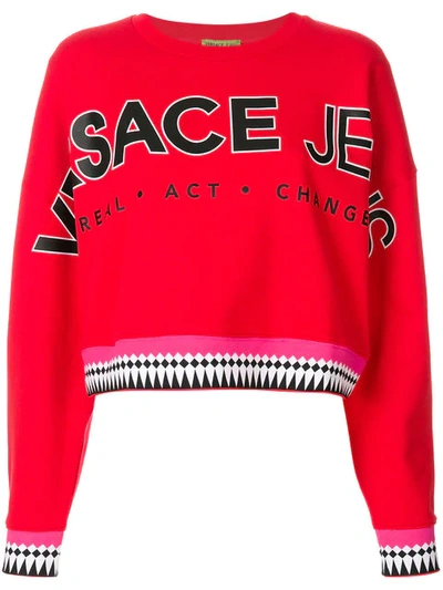 Versace Jeans 设计师logo印花毛衣 In Red