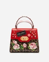 DOLCE & GABBANA WELCOME BAG HANDBAG IN TWO MATERIALS WITH EMBROIDERY,BB6373AH532HA93M