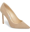 Jimmy Choo Romy 85 Spitze Pumps Aus Nudefarbenem Wildleder In Nude Suede