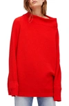 Free People Ottoman Slouchy Tunic Sweater Dress In Red