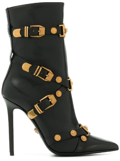 Versace Medal Buckle Ankle Boots