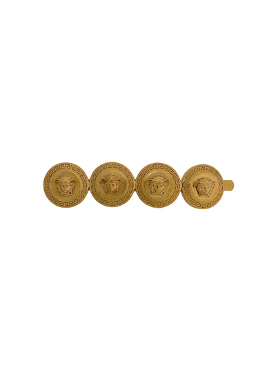 Versace Medusa Coin Brooch In Gold