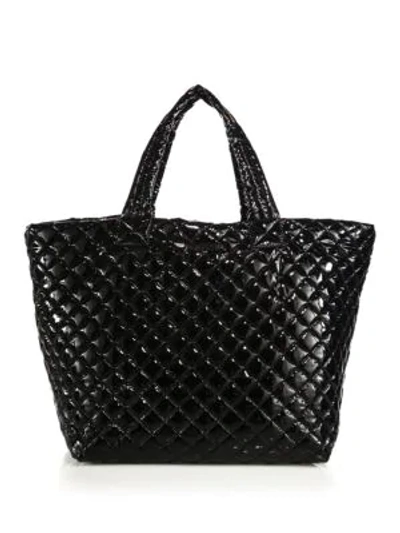 Mz Wallace Metro Large Quilted Tote In Black Lacquer/black