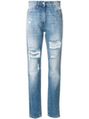 MOSCHINO DISTRESSED DENIM TROUSERS,A0309042012763624
