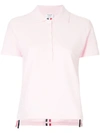 Thom Browne Relaxed Fit Short Sleeve Polo With Center Back Red, White And Blue Stripe In Classic Pique In Pink
