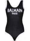 Balmain Logo Printed Jersey Bodysuit In Black