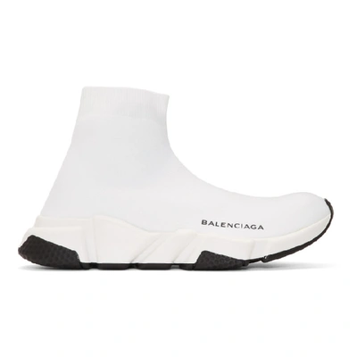Balenciaga Speed Logo-print Stretch-knit High-top Sneakers In White