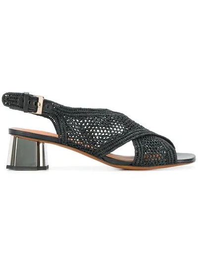 Robert Clergerie Woven Crossover Strap Sandals In Black