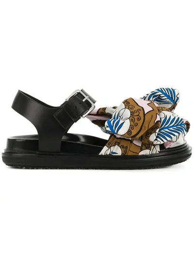 Marni Bow-embellished Leather Sandals In Black