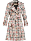 BURBERRY BURBERRY SCRIBBLE CHECK TENCH COAT - WHITE,407179112767540
