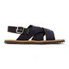 MARNI MARNI NAVY AND BLACK NASTRO SANDALS,SAMRYWP02448702