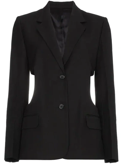 Helmut Lang Single-breasted Cutout-sides Canvas Blazer In Black