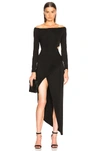 MICHELLE MASON MICHELLE MASON BOATNECK WRAP DRESS IN BLACK