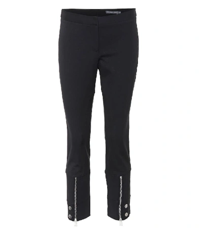 Alexander Mcqueen Mid-rise Cotton-blend Cropped Trousers In 1000 Black