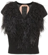 N°21 OSTRICH FEATHER-TRIMMED SWEATER,P00312917