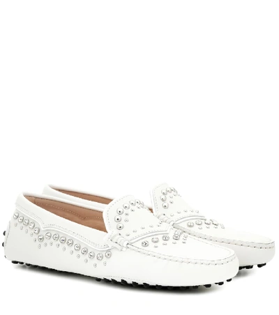 Tod's Gommino Leather Loafers In White