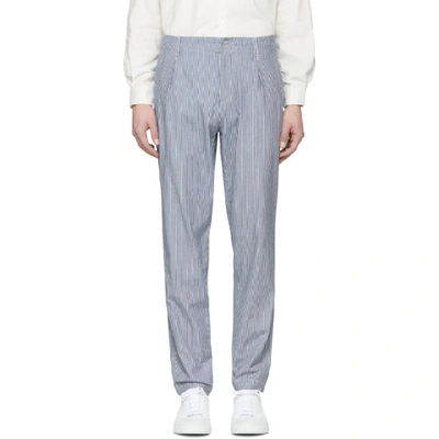 Apc Donnie Mid-rise Striped Cotton Trousers In Iai.indgo