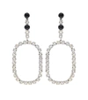 Saint Laurent Faux-pearl Open-rectangle Drop Clip-on Earrings In Crystal