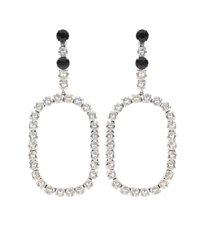 Saint Laurent Faux-pearl Open-rectangle Drop Clip-on Earrings In Crystal