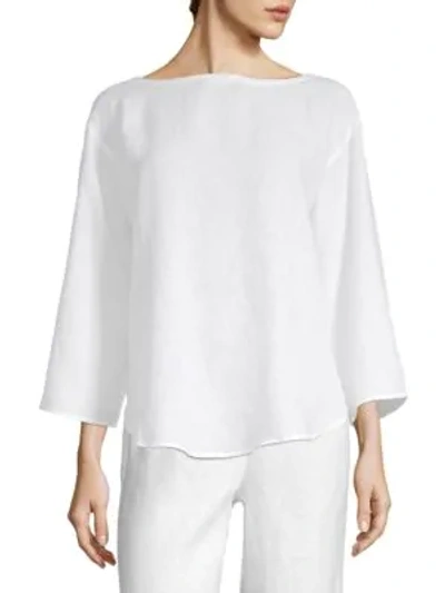 Eileen Fisher Organic Linen Boatneck Top In White