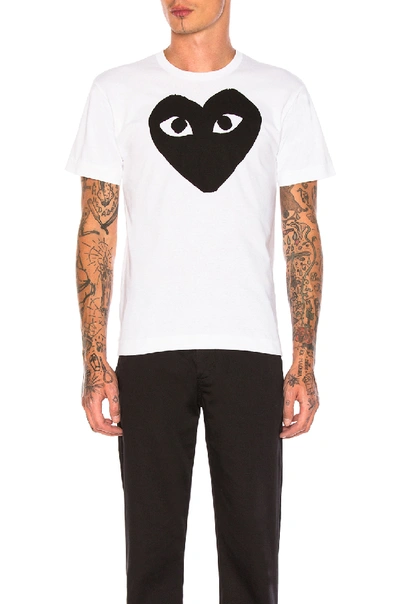 Comme Des Garçons Play Signature Heart-print T-shirt In White