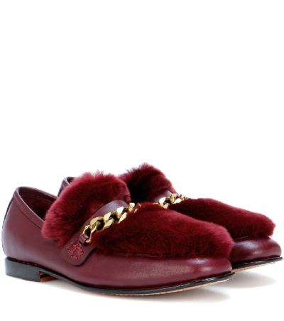 Boyy Loafur Fur-trimmed Leather Loafers In Red