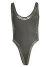 Norma Kamali Stud Marissa Embellished Swimsuit In Pewter