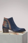 SARTORE FLAMM LEATHER WESTERN ANKLE BOOTS,SR3366/OXYDE/CROSTA/BLUE/ROSSO