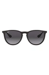 Ray Ban Ray-ban Erika 54mm Gradient Round Sunglasses In Black/ Grey Grad Grey Polar