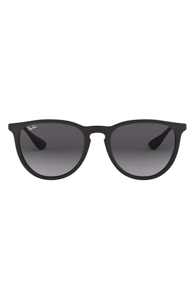 Ray Ban Ray-ban Erika 54mm Gradient Round Sunglasses In Black/ Grey Grad Grey Polar