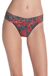 Hanky Panky Roses Are Red Original-rise Floral Lace Thong In Roses Are Red
