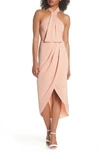 Shona Joy Knotted Tulip Hem Midi Dress In Dusty Pink