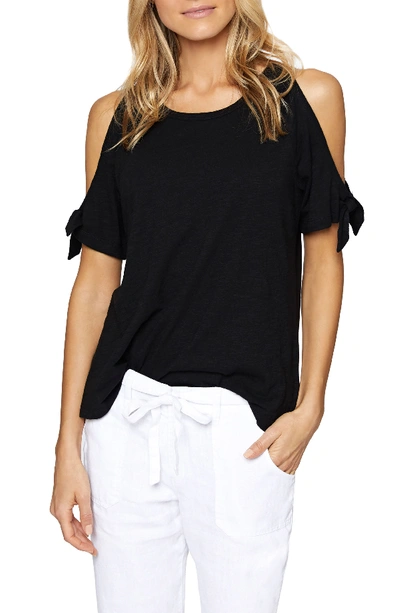 Sanctuary Lou-lou Cotton Cold-shoulder T-shirt In Black