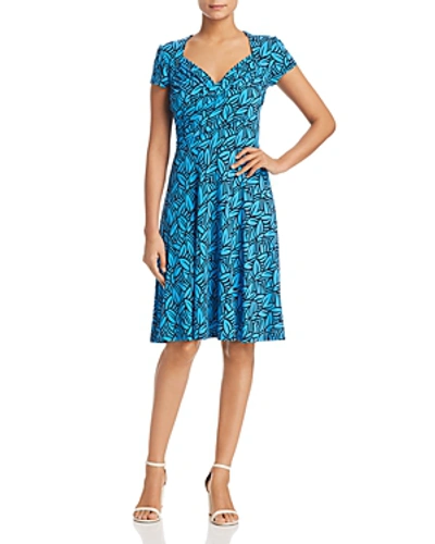 Leota Print Jersey Fit & Flare Dress In Forge Blithe Blue