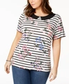 TOMMY HILFIGER PLUS SIZE INSET-COLLAR TOP, CREATED FOR MACY'S
