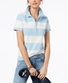 TOMMY HILFIGER WOMEN'S STRIPED PIQUE POLO SHIRT