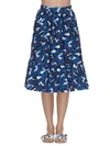 Msgm Palm-print Pleated Midi Skirt In Blue
