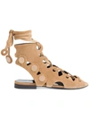PIERRE HARDY PENNY LACE SANDALS,MD03SUEDECALFMETALCAMEL12063738