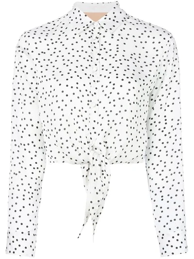 Ssheena Knotted Polka Dot Shirt In White