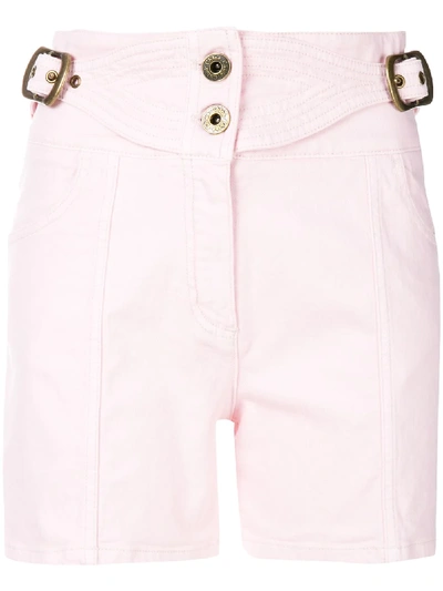 Chloé Belted High-waisted Denim Shorts In Rose-pink