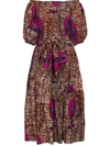 Stella Mccartney Fan-print Off-the-shoulder Cotton Maxi Dress In Multicolor